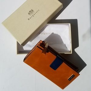 NWOT Borgasets Leather Tri-fold Wallet Cutch w box